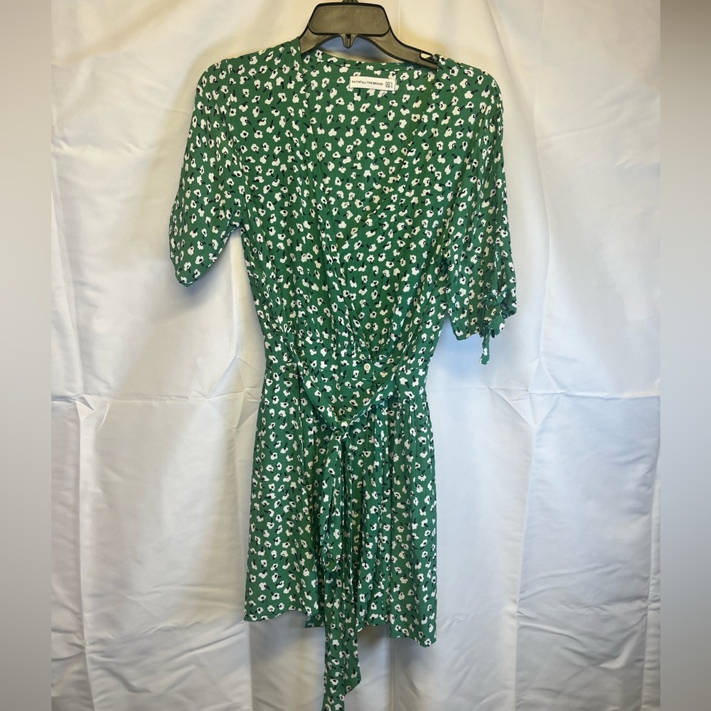 Faithfull the Brand Green, Floral Printed Wrap Dress
